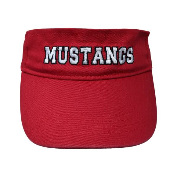 Mustangs Herzog Strapback Sun Visor Cap Red OS Adjustable Embroidered Bwm Global - Picture 1 of 10